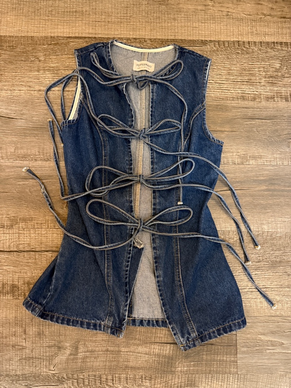 Peppermayo Dark Blue Denim Tie-Front Vest